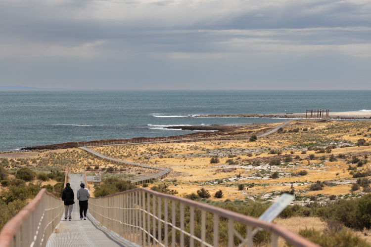 Costa del Área Natural Protegida Cabo Dos Bahías, cerca de Camarones, Chubut