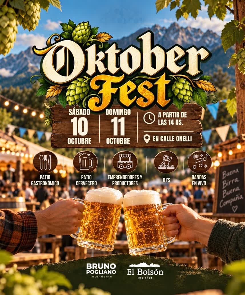 Oktoberfest 2026 en El Bolsón, Río Negro, con cerveceros locales